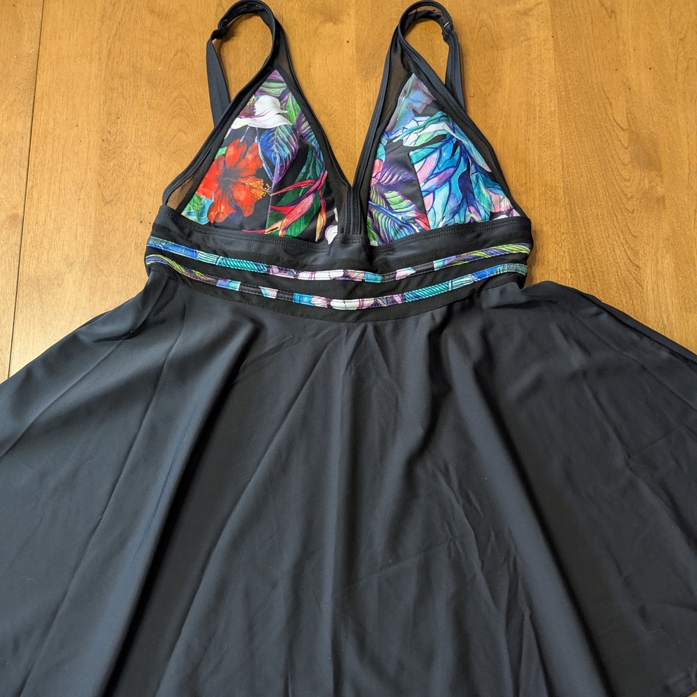 3/$14 Black Dress with Colorful Floral Accents